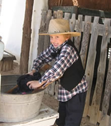 Learning about the olden days - washing clothes